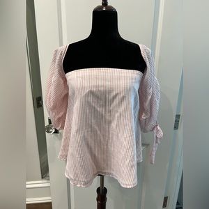 Club Monaco Striped Off the Shoulder Top